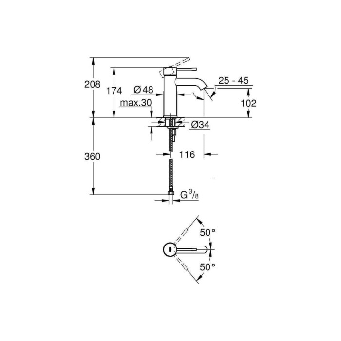 Смеситель для раковины GROHE Essence размер S, хром, 24172001