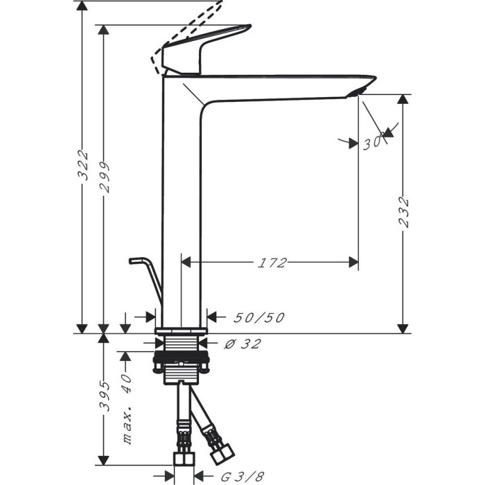 Смеситель для раковины с донным клапаном HANSGROHE Logis 240, 71257670