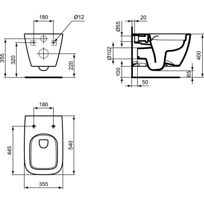 Hanging unit IDEAL STANDARD I.Life B with a slow-closing lid