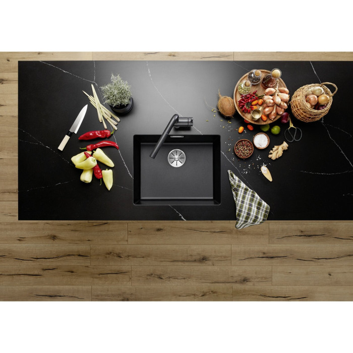 BLANCO Subline 500-U stone composite sink, black-matt