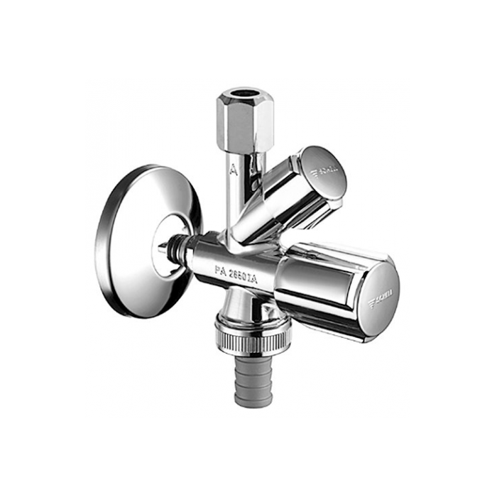 Stūra kombinētais vārsts SCHELL Comfort 1/2" x 3/4" x 3/8"