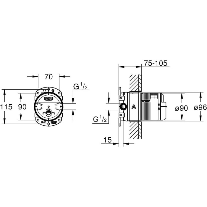 Potinkinis termostatiskais dušas komplekts GROHE Grohtherm SmartControl Rainshower Mono 310 Cube, 34865KF0