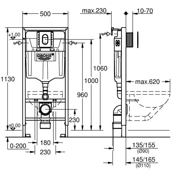 GROHE Rapid SL (3 in 1) concealed WC frame set, 39504000