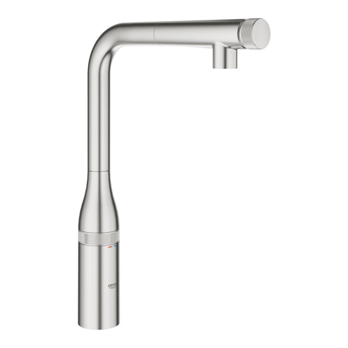 Virtuves (izlietnes) maisītājs ar izvelkamu snapu GROHE Essence SmartControl, supersteels, 31615DC0