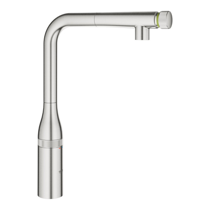 Virtuves (izlietnes) maisītājs ar izvelkamu snapu GROHE Essence SmartControl, supersteels, 31615DC0