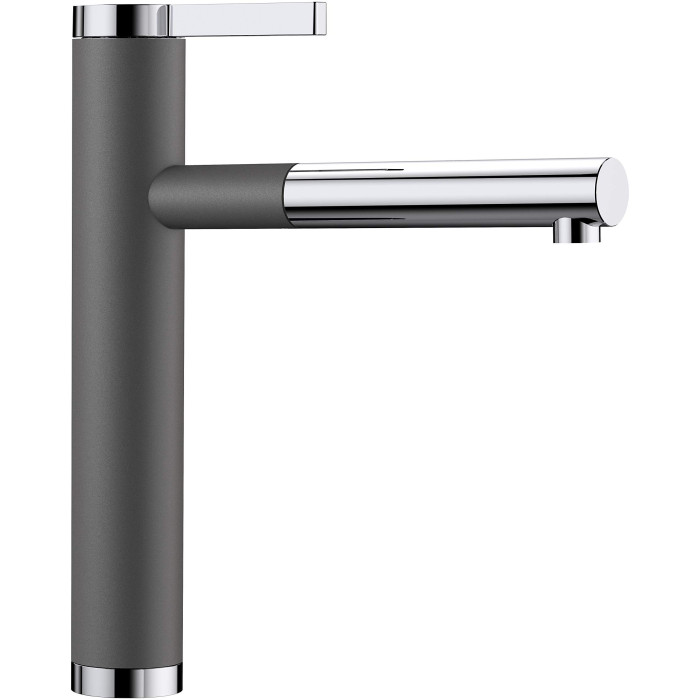 Kitchen (sink) faucet with pull-out hose BLANCO Linee-S, stone gray / chrome