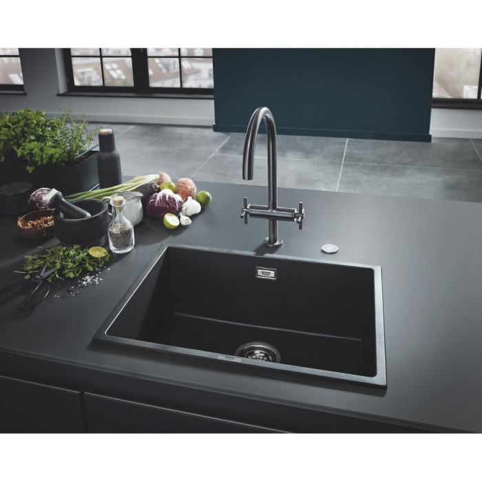Композитная мойка GROHE K700U 533x457 мм гранит черный, 31654AP0