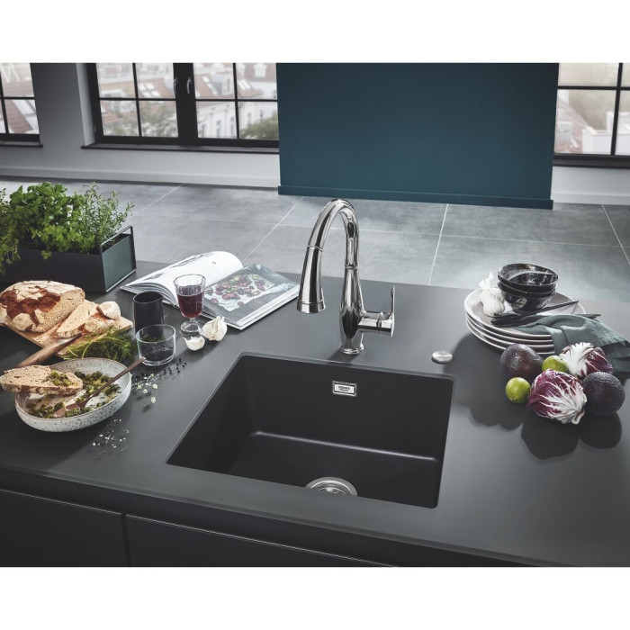 Композитная мойка GROHE K700U 533x457 мм гранит черный, 31654AP0