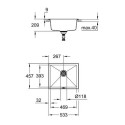 Composite sink GROHE K700U 533x457 mm granite black, 31654AP0