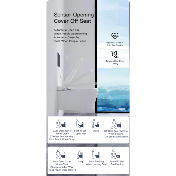 Hanging toilet with bidet function TECE (10 in 1) SET2 Rimless with soft-closing lid and concealed frame with button