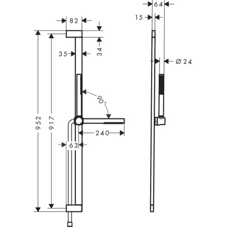 Dušas stenda komplekti HANSGROHE Pulsify S 952 mm 1jet EcoSmart, 24382670