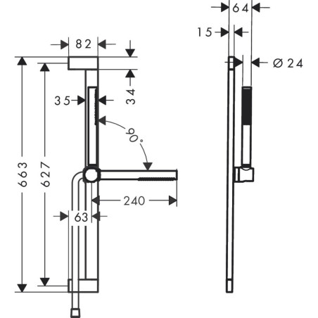Dušas stenda komplekti HANSGROHE Pulsify S 663 mm 1jet EcoSmart, 24372670