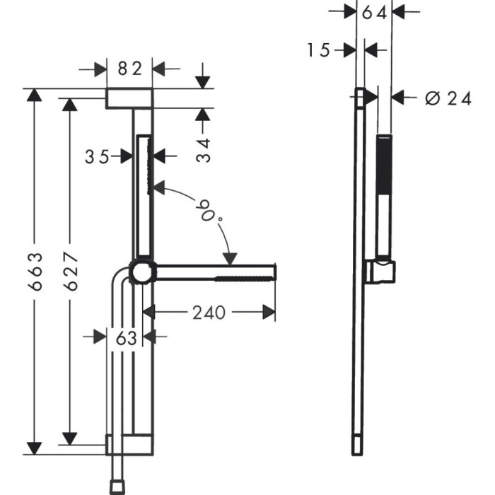 Dušas stenda komplekti HANSGROHE Pulsify S 663 mm 1jet EcoSmart, 24372670