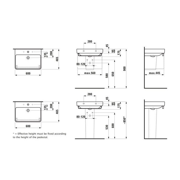 Izlietne LAUFEN Pro S, 600 x 465, H8109630001041