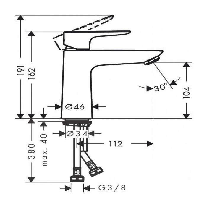 Izlietnes jaucējkrāns HANSGROHE Talis E 110, 71712140