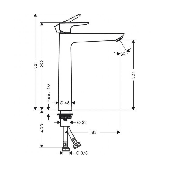 HANSGROHE Talis E 240 sink mixer, 71717140