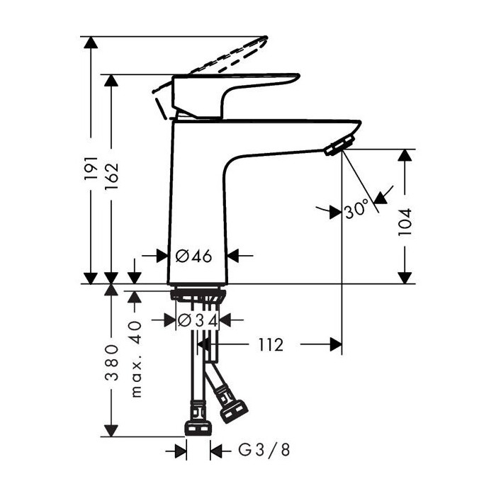 Смеситель для раковины HANSGROHE Talis E 110, 71712670