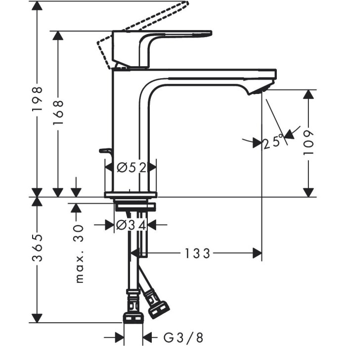 Смеситель для раковины с донным клапаном HANSGROHE Reblis E 110 CoolStart, 72589000