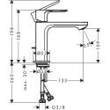 Sink mixer with bottom valve HANSGROHE Reblis E 110, 72559670