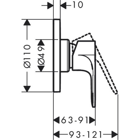 One lever mixer with concealed part HANSGROHE Rebris E, 72658670