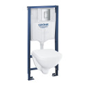 Potinkinis tualeta rāmis GROHE Rapid SL Solido 4 in 1 + piekārtais tualets ar soft-close vāku