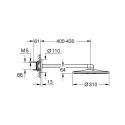 Stacionārā dušas galviņa ar turētāju GROHE Rainshower SmartActive 310 mm 2jet, 26475GN0