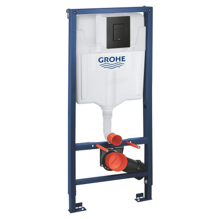 Подводной унитазный каркас GROHE Solido с черной кнопкой Even, прокладка с креплениями (4 в 1) + LAUFEN Rimless подвесной блок s