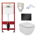 Potinkamais WC rāmis TECE ar melnu pogu Tagad blīve ir stingra (4 in 1) + IDEĀLAIS STANDARTS Tesi AquaBlade piekārtais ierīce