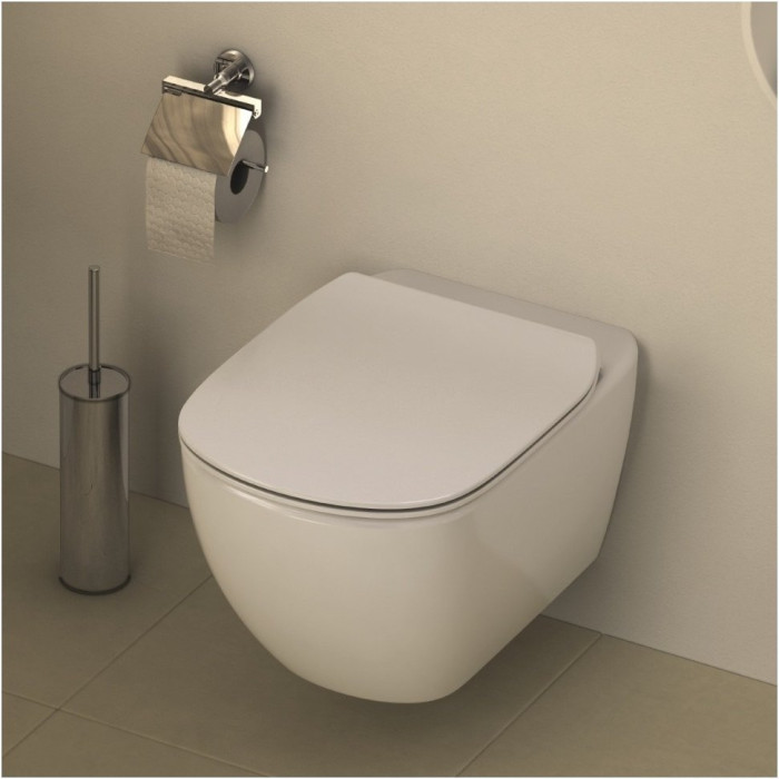 Potinkamais WC rāmis TECE ar melnu pogu Tagad blīve ir stingra (4 in 1) + IDEĀLAIS STANDARTS Tesi AquaBlade piekārtais ierīce