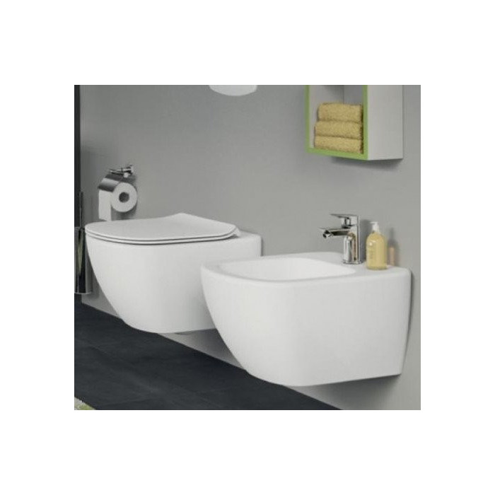 Potinkamais WC rāmis TECE ar melnu pogu Tagad blīve ir stingra (4 in 1) + IDEĀLAIS STANDARTS Tesi AquaBlade piekārtais ierīce
