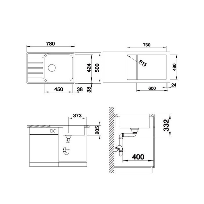 Stainless steel sink BLANCO Lemis XL 6S-IF Compact, 525111