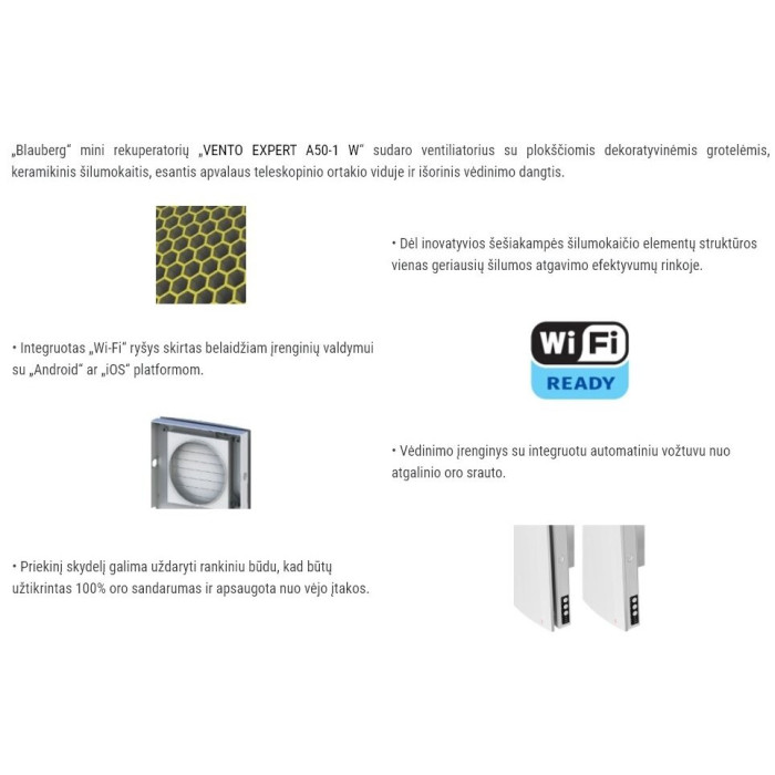 Mini rekuperatoris BLAUBERG Vento Expert A50-1 S10 W V.2 Wi-Fi