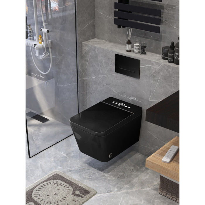 Hanging toilet with bidet function Rimless with seat and cover 800