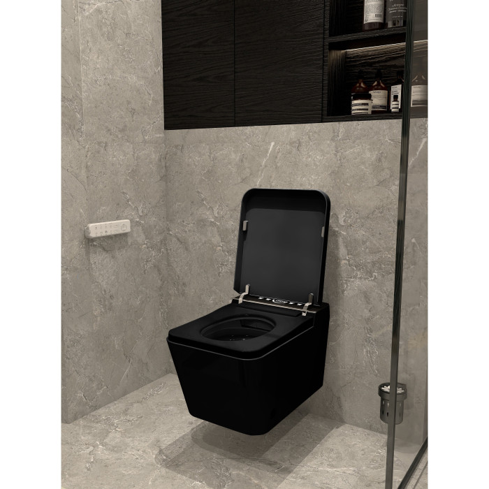Hanging toilet with bidet function Rimless with seat and cover 800