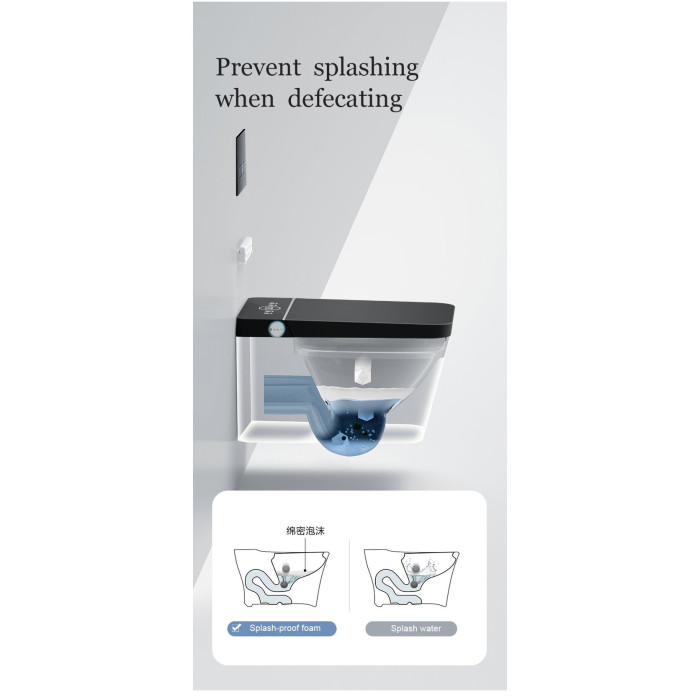 Hanging toilet with bidet function Rimless with seat and cover 800