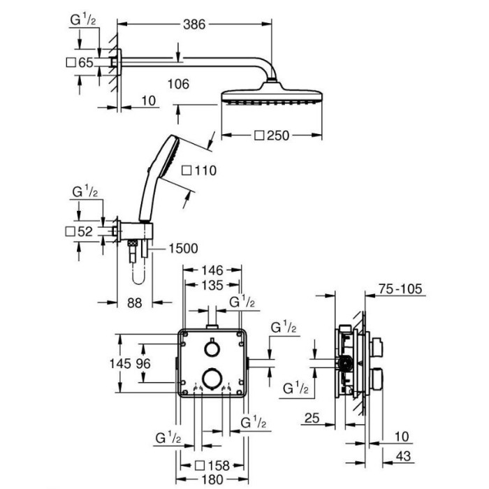 Potinkamais termostatiskiem dušiem komplekts GROHE Precision, 348822430