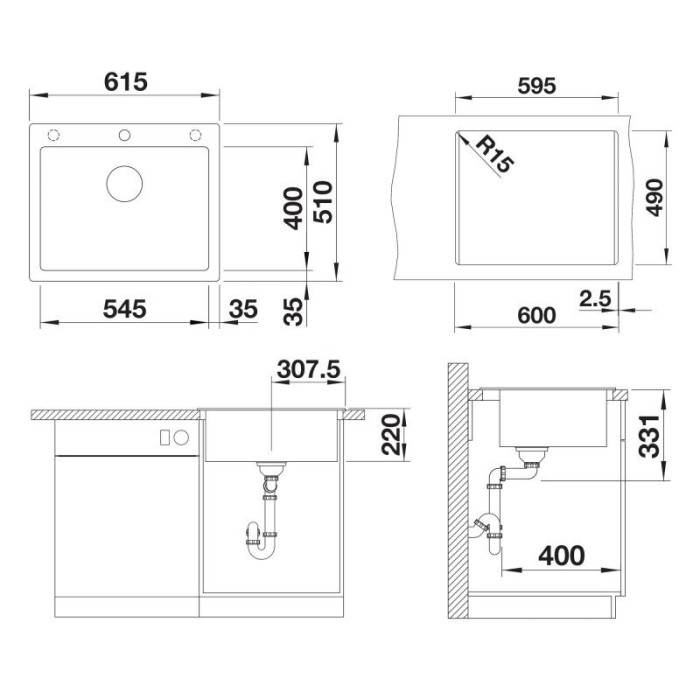 The sink BLANCO Pleon 6, 521683 is mounted above the countertop.