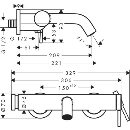 Vannas jaucējkrāns HANSGROHE Tecturis S, 73422140