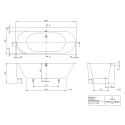 Stūra vanna VILLEROY & BOSH Oberon 2.1 Quaryl 180 x 80 cm, UBQ180OBN9CR00VD01