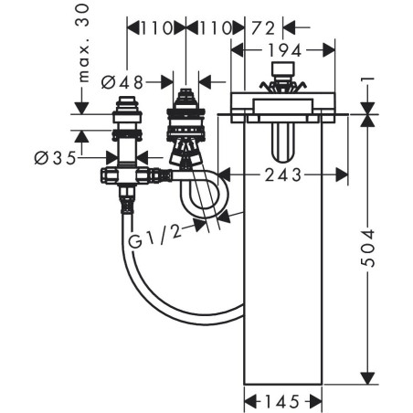 Montāžas komplekts Basic Set 3 caurumu vannas jaucējkrānam HANSGROHE 13481180