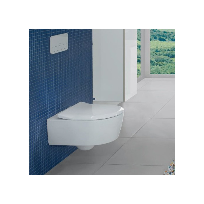 Подвесной унитаз VILLEROY & BOCH Avento DirectFlush с крышкой с мягким закрыванием, покрытие Ceramic Plus, 5656RSR1
