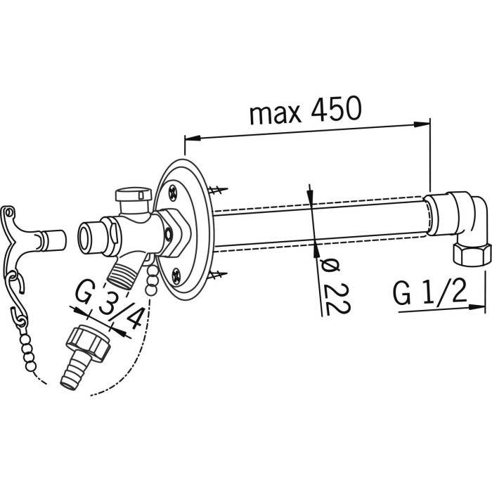 Neaizsalsto āra krāns HANSA 450 mm, 69509101