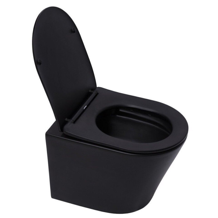 GROHE (3 in 1) concealed universal toilet frame set + SAT INFINITIO Compact Rimless wall-hung toilet black s