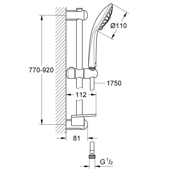 Shower stand set GROHE Euphoria 110 massage, 27226001