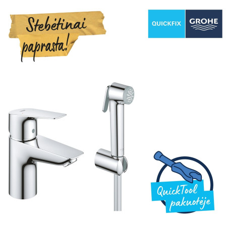 Izlietnes maisītājs ar bidē dušas GROHE QuickFix Start Edge, 23773001