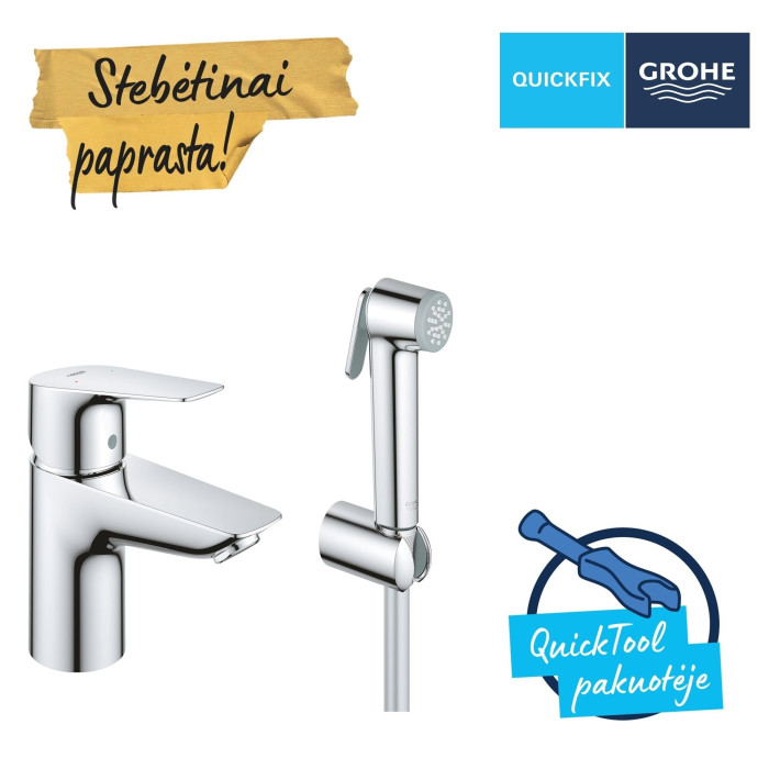 Izlietnes maisītājs ar bidē dušas GROHE QuickFix Start Edge, 23773001
