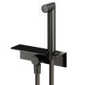 Rangļu dušas komplekts ar ūdens izvadīšanu un plauktiņu MARINER Gun metal, WLS3002-GM