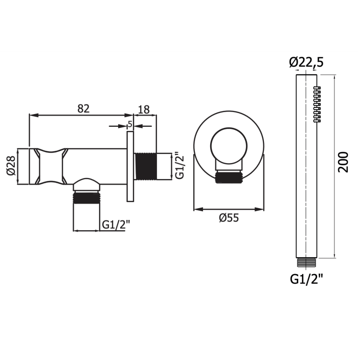 Ranku dušas komplekts ar ūdens izvadīšanu MARINER WLS3018, Gun metal