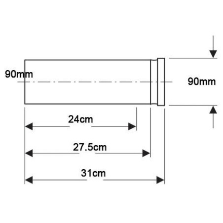 Extension for the Geberit 3"" x 310 mm wall-mounted WC frame drainage pipe
