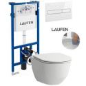 Подвесной каркас унитаза LAUFEN 4 в 1, белый + подвесной унитаз LAUFEN Pro Rimless с крышкой SLIM Slowclose